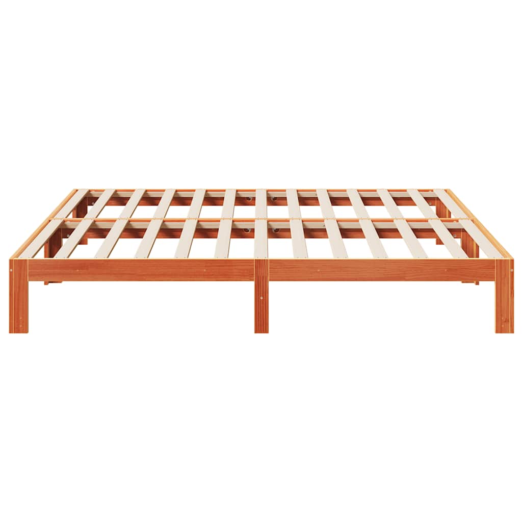 Bed Frame without Mattress Wax Brown 160x200 cm Solid Wood Pine